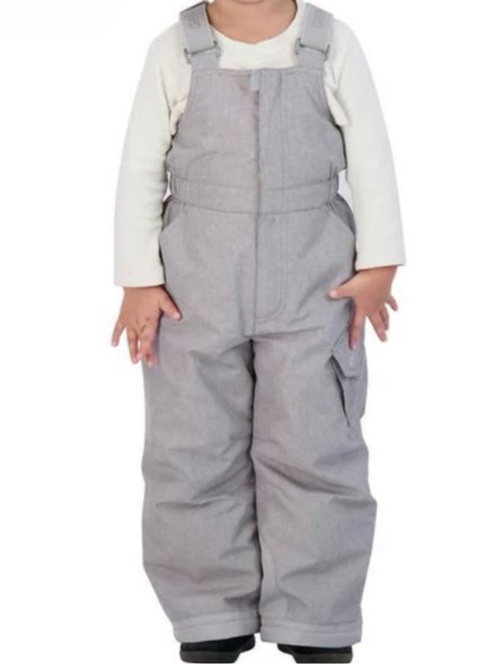 Kids Insulated Gray Snow Overalls with Adjustable Straps